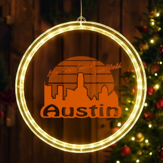Austin Texas burnt orange LED Christmas Window Lights