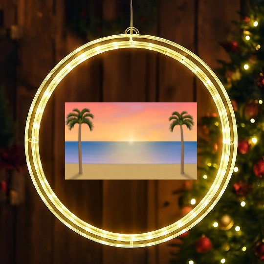 Sunrise / Sunset Beach Scene LED Christmas Window Lights