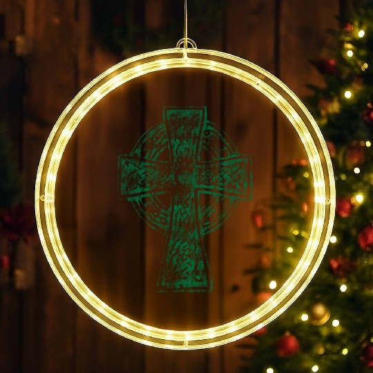 Classic Vintage Style Celtic Cross Crucifix LED Christmas Window Lights
