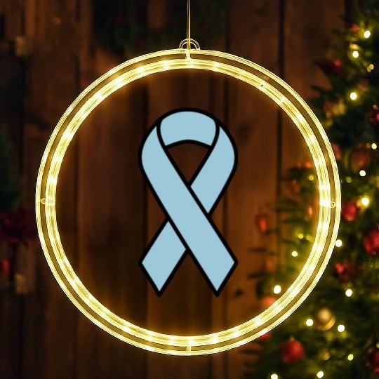 Light Blue Prostate Cancer Ribbon LED Christmas Window Lights