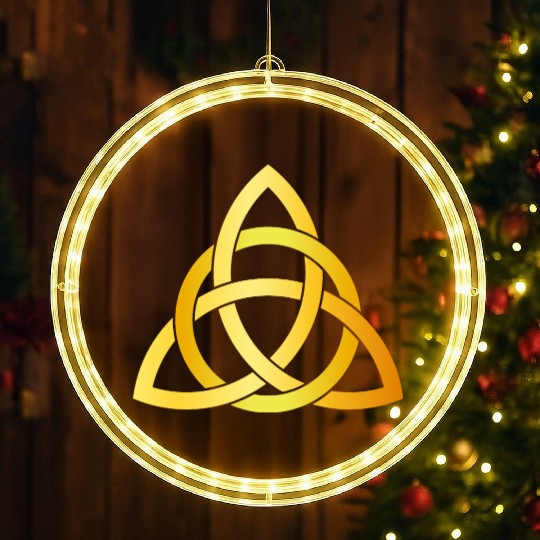 Original Triquetra circle celtic knot gold LED Christmas Window Lights