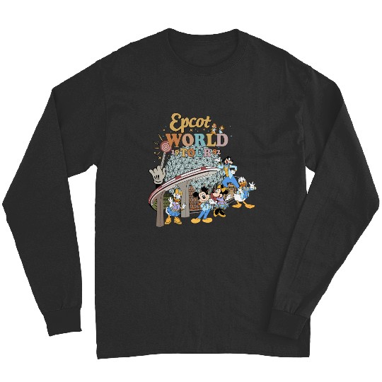 Disney Epcot World Tour Long Sleeves, Retro Disney Epcot Long Sleeves, Mickey And Friends Mickey