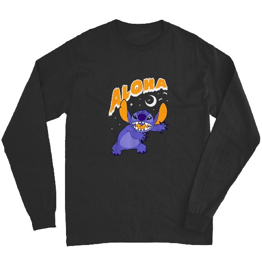 Disney Lilo Stitch Halloween Aloha Spooky Text Long Sleeves