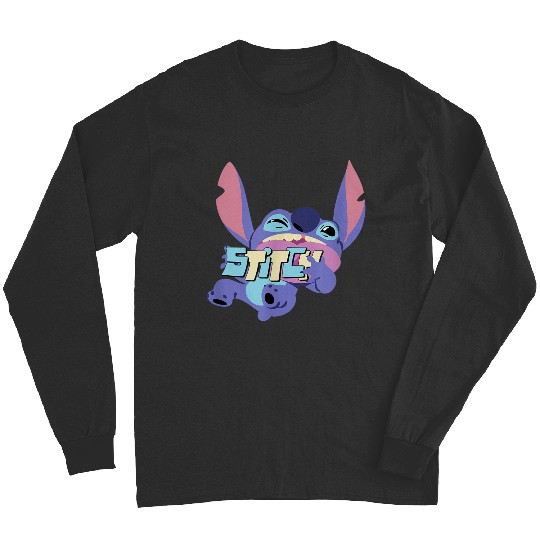 Disney Lilo Stitch Playful Silly Stitch Big Chest Portrait Long Sleeves