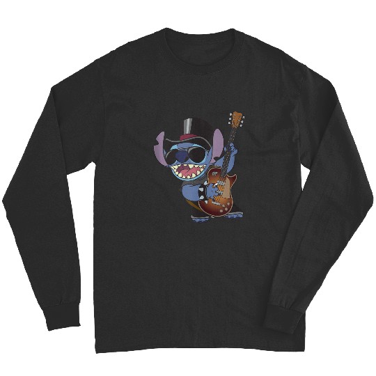 Disney Lilo Stitch Rock Star Playing Big Chest Portrait Long Sleeves