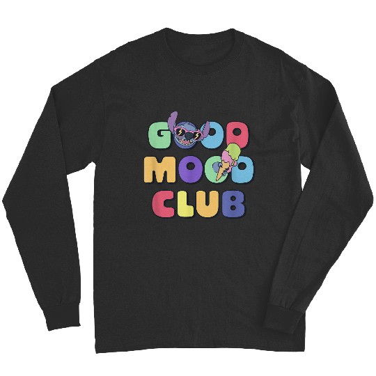 Disney Lilo Stitch Good Mood Club Cool Stitch Text Logo Long Sleeves
