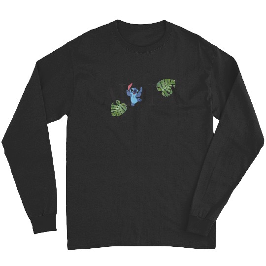 Disney Lilo Stitch Aloha Happy Stitch Dancing Big Logo Long Sleeves