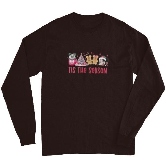 Tis The Season Disney Mickey Christmas Coffee Light Pink Long Sleeves