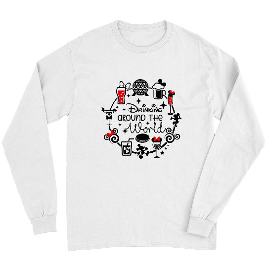 Drinking Around The World Disney Long Sleeves, Funny Disney Long Sleeves, Disney Family Long Sleeves