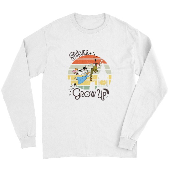 Never grow up vintage Disney Long Sleeves, Peter Pan Vintage retro Long Sleeves, Disney trip 2023 Long Sleeves