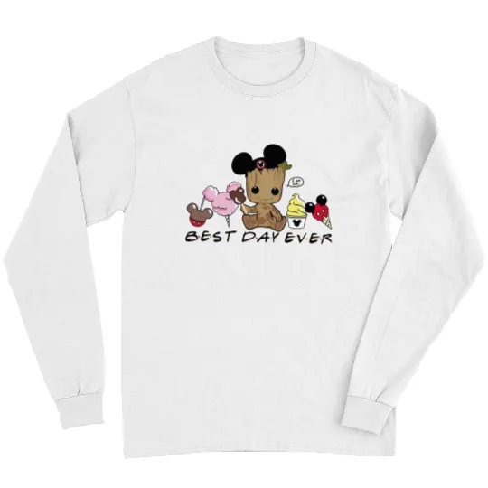 Groot Best day ever Long Sleeves, Disney snacks Long Sleeves, Cute Baby Groot Disney trip Long Sleeves, Disney world