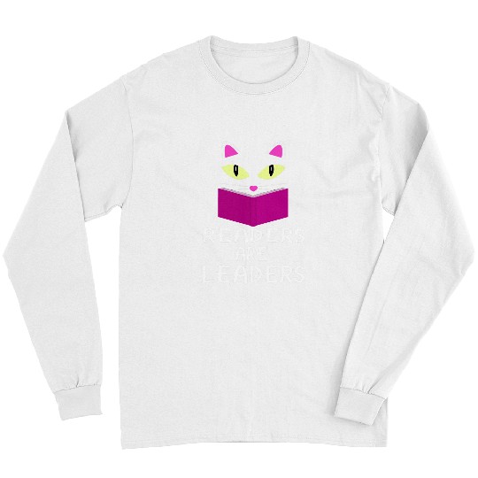 Cute Kitty Cat Face Readers Are Leaders Long Sleeves