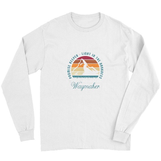 Retro Mountain Religious Christian Miracle Worker Waymaker Long Sleeves
