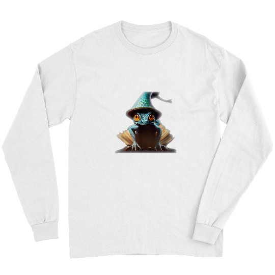 Anthromorphic Tiny Wizard Lizard Wizard Hat Magic Book Long Sleeves
