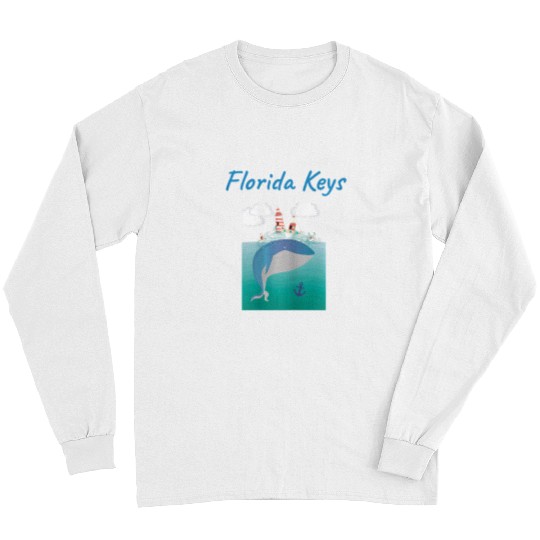 Florida Keys whale lighthouse boat souvenir Long Sleeves