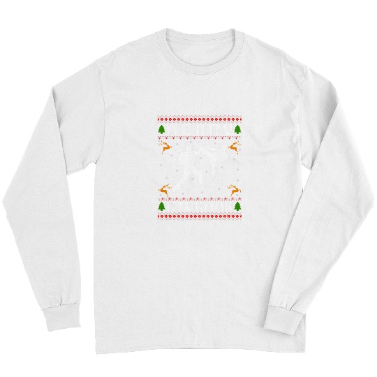 Ugly Christmas Sweater Patterns Pixel Graphics For Karate Long Sleeves