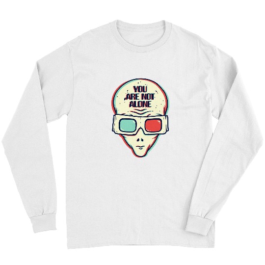 Aliens You Are Not Alone Glitchcore UFO Alien Face with Sunglasses50 Long Sleeves