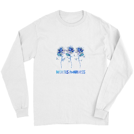 Diabetic Disease Faith Hope Love Rose Gray Blue Ribbon 49 Long Sleeves
