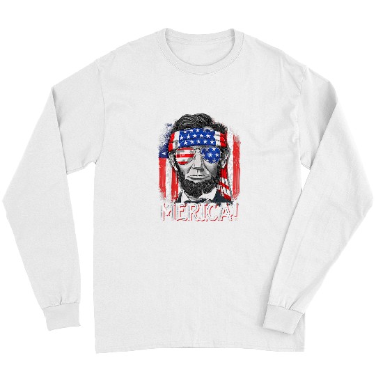 Abraham Lincoln 4th Of July Merica Men Women American Flag Long Sleeves