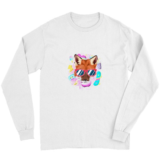 Fox Lover Cool Skateboard Party Animal Sunglasses Funny Fox Long Sleeves