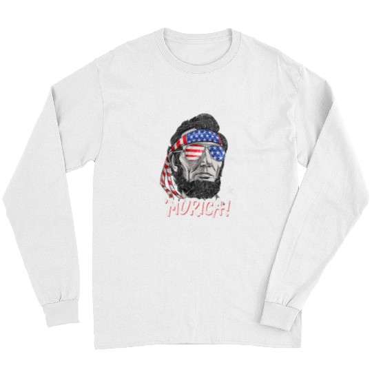 Abraham Lincoln 4th Of July Murica Men Women American Flag Long Sleeves