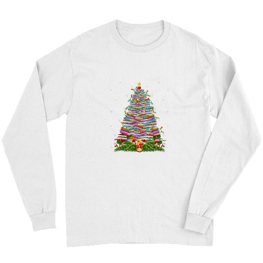 Book Lover Librarian Library Books Christmas Tree Long Sleeves