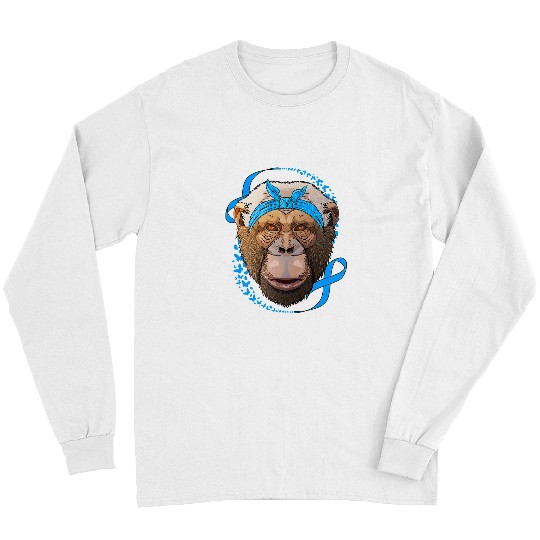 Chimpanzee diabetess Awareness Blue Bandana T1D Survivor 345 Long Sleeves