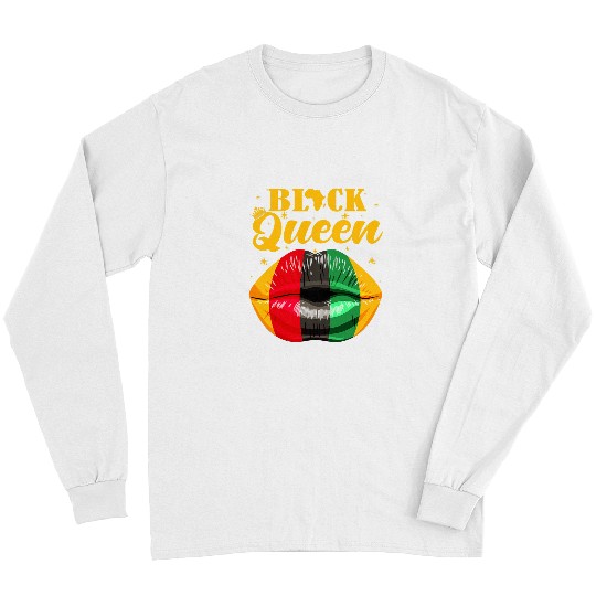 Black Queen Melanin Lips Africa Flag Pride BHM Black Women Long Sleeves