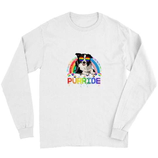 LGBT Pride Funny Border Collie Gay Pride Rainbow Sunglasses LGBTQ Long Sleeves