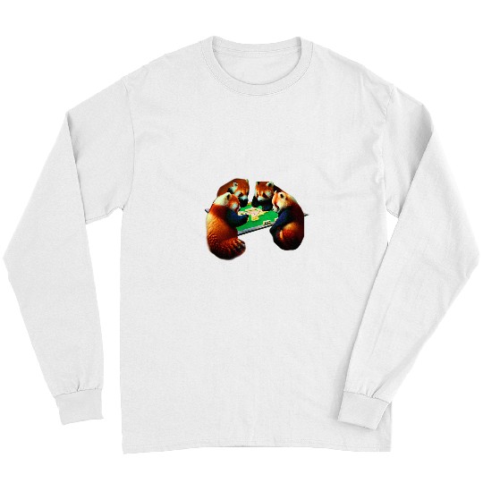 Funny Bear Red Panda Mahjong Funny with Letters Mens Funny Clothes Funny Goods Gift Jokushi TSh Cute Bears Long Sleeves