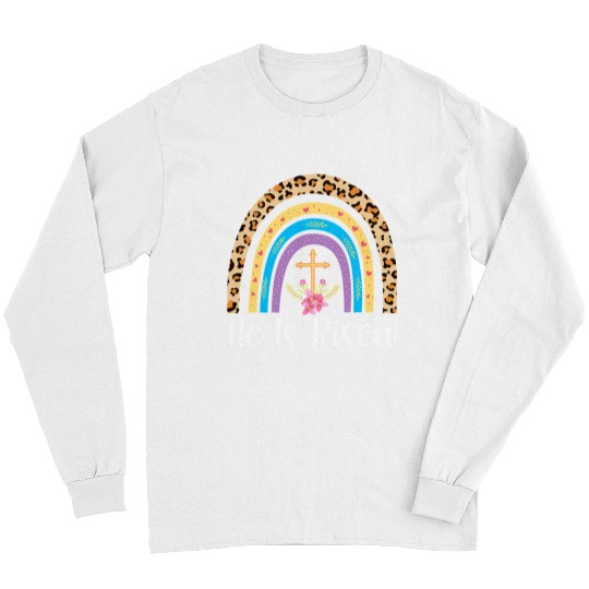 Christian He Is Risen Rainbow Christian Happy Easter Jesus315 Christ Long Sleeves