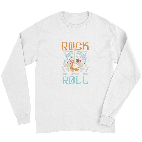 Guitarist vintages Retro 80s Rock Roll Music Guitar Wings Guitar Long Sleeves