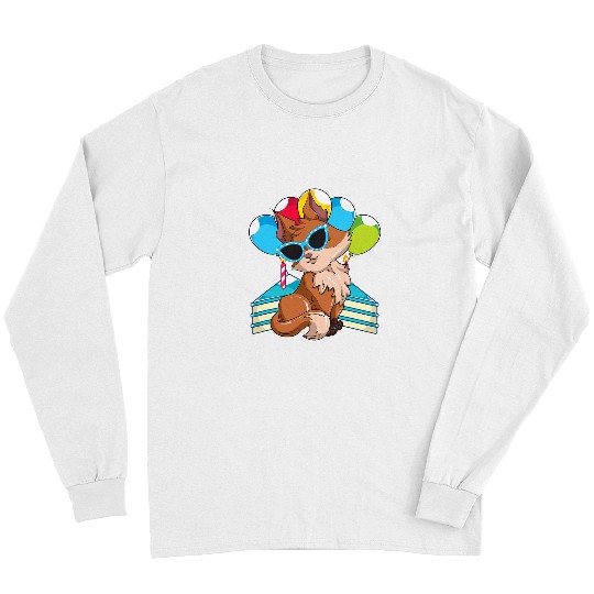 Fox Lover Funny Party Cake Cool Sunglasses Party Animal Forest Fox Long Sleeves