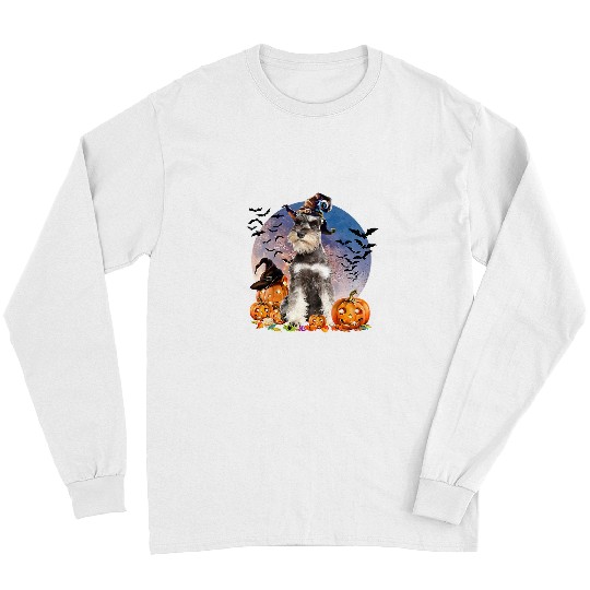 Dog Schnauzer Halloween Schnauzer Jack O Lantern Pumpkin Moon 75 Long Sleeves