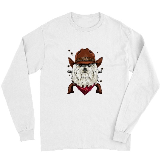 Cow Western Cowboy Maltese Rodeo Howdy Puppy Maltese Dog Lover Mooey Heifer Long Sleeves