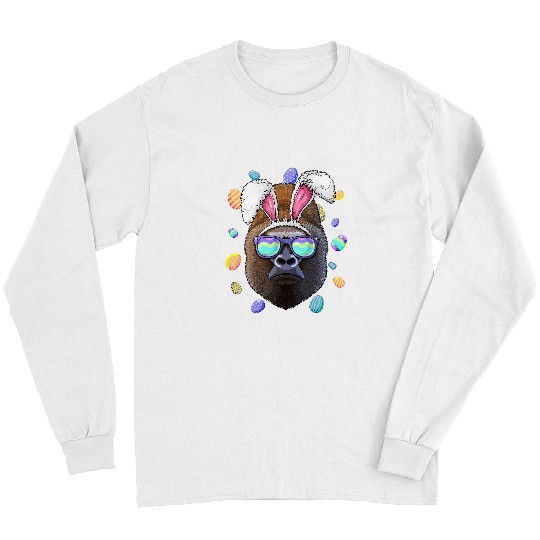 Gorilla Easter Bunny Ears Funny Easter Eggs Hunting Long Sleeves