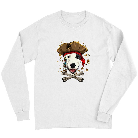 Bull Terrier Dog Pirate Jolly Roger Flag Crossbones Dog Pet Long Sleeves