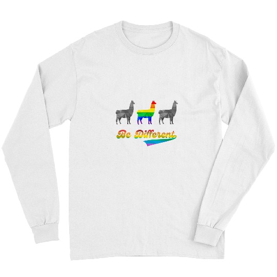 LGBT Pride Llama Alpaca LGBTQ Gay Pride Rainbow Flag Different Long Sleeves