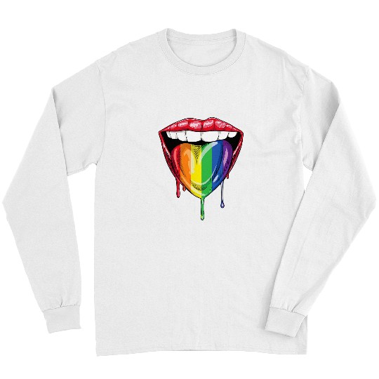 LGBT Pride Lips Tongue LGBT Lesbian Gay Pride Rainbow Flag LGBTQ Gifts Long Sleeves