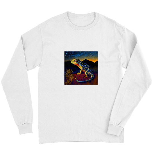 Gecko Lover Surrealism Starry Night Mediterranean Gecko Long Sleeves
