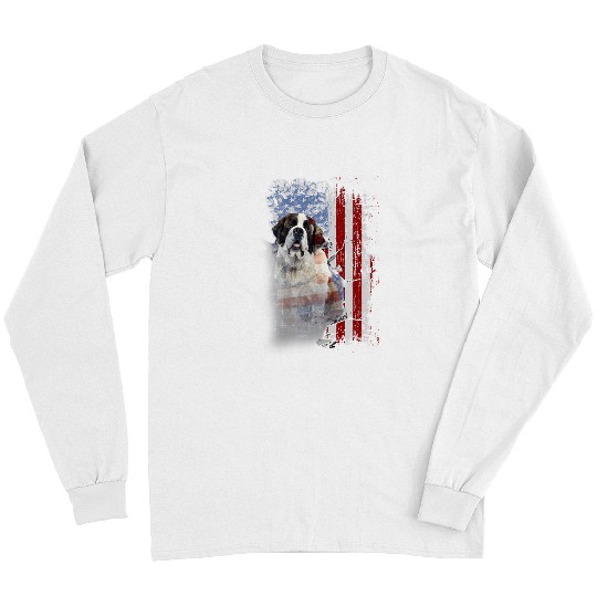 Dog Saint Bernard America Flags Long Sleeves