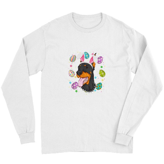 Dog Doberman Easter Egg Lover Bunny Ear Doberman Dog Face Easter Sunday Long Sleeves
