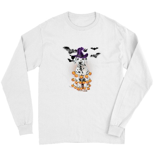 Dalmatian Light Pumpkin Funny Halloween Tee 46 Dalmatians Dog Long Sleeves