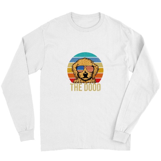 Dog Goldendoodle vintages Goldendoodle The Dood American Flag Glasses 3 Long Sleeves
