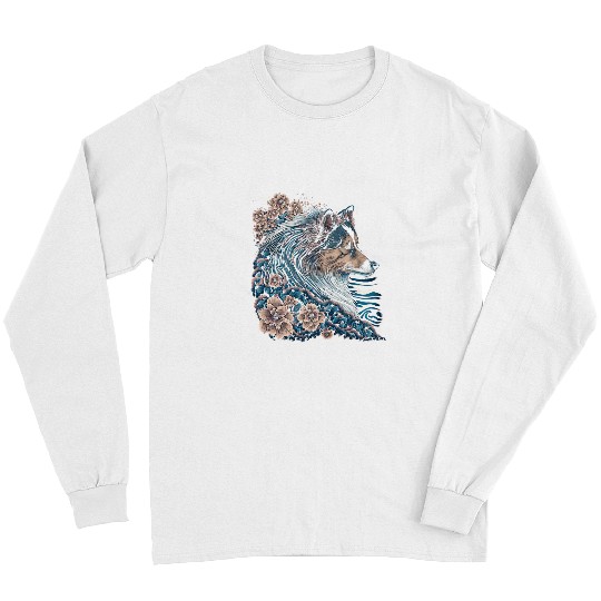 Dog Shetland Surrealism Japanese Painting Sheltie dog 1 3 Long Sleeves