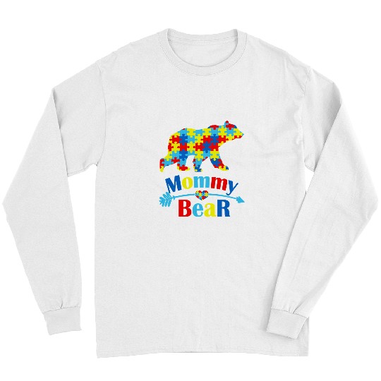 Autism Bear Mommy Bear Autism Awareness Month 573 Polar panda Neurodiverse Long Sleeves