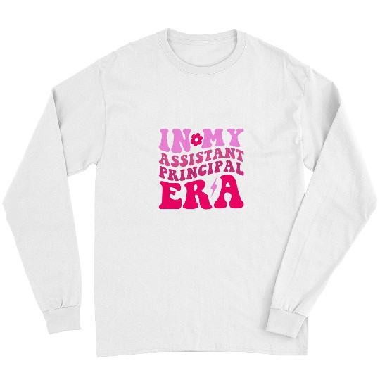 In My Assistant Principal Era School Worker Groovy Pink Tee Long Sleeves
