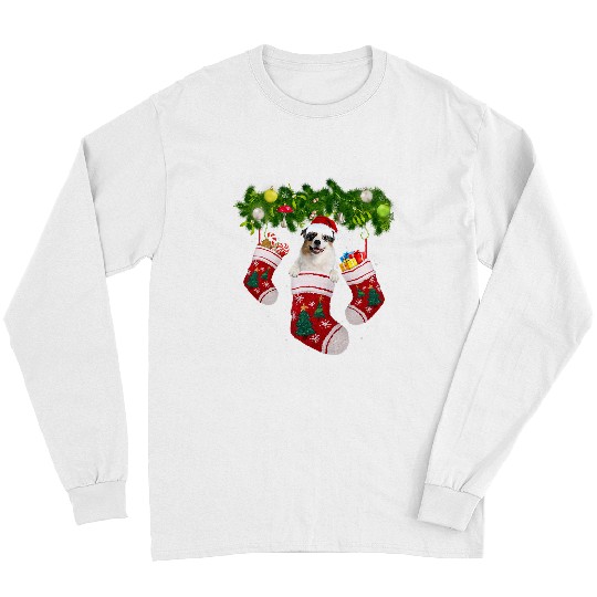 Australian Shepherd Christmas Lights Gift Funny xmass Dog Long Sleeves