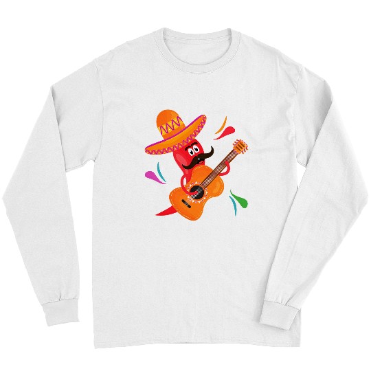 Guitarist Chili Pepper WIth Guitar Chili Today Hot Tamale Guitar Long Sleeves