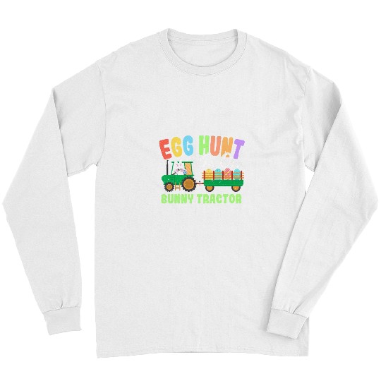 Tractor driving Egg Hunt Is on Bunny Tractor Easter Day Eggs Hunting Long Sleeves